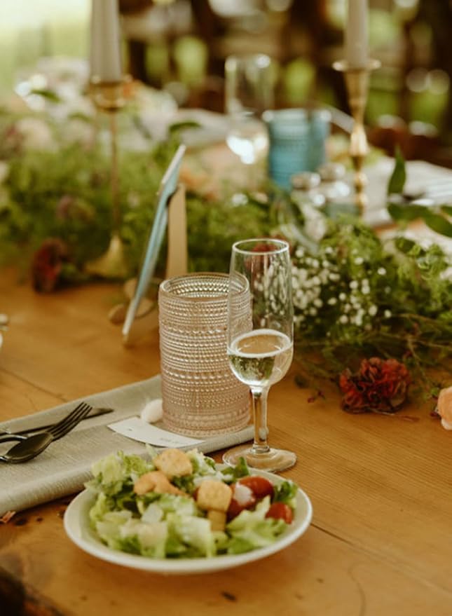 ZOOFOX Set of 6 Vintage Drinking Glasses, 13 oz Clear Hobnail Glasses Tumbler - Image 8