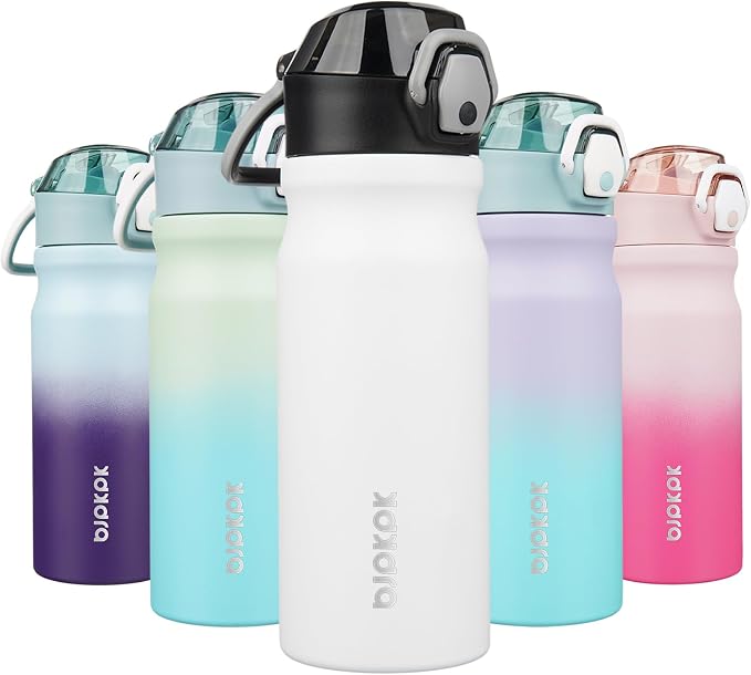 BJPKPK 18 oz Water Bottle with Straw & Handle, Insulated Stainless Flask | Leak by BJPKPK