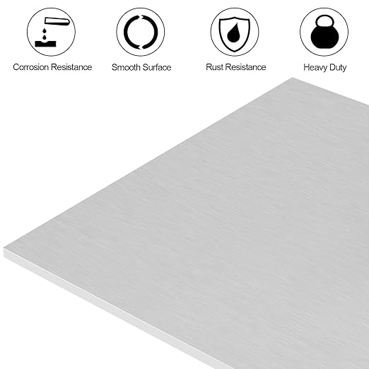 6061 T651 Aluminum Sheet Metal 8 x 16 x 1/4 (6MM) Inch Thick Flat Plain Aluminum Plate Covered with Protective Film, Heat Treatable Rectangle 6MM Aluminum Metal Plate for Industrial