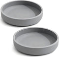 Silicone Cat Bowl Shallow Non-Slip Cat Dishes Set of 2 Relief Whisker Fatigue Small Pet Dog Bowls for Dry & Wet Food (Round Grey)