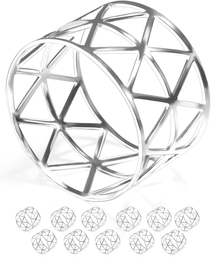 12 Pack Napkin Rings Holders Silver Color Hollow Design Décor Dinner Party by URWOOW