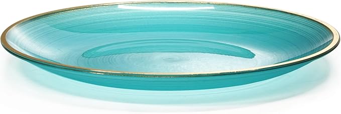 " OCCASIONS " 120 Plates Pack,(60 Guests) Premium Wedding Party Disposable Plastic Plates Set -60 x 10'' Dinner + 60 x 7'' Salad/Dessert (Belize, Aqua & Gold)