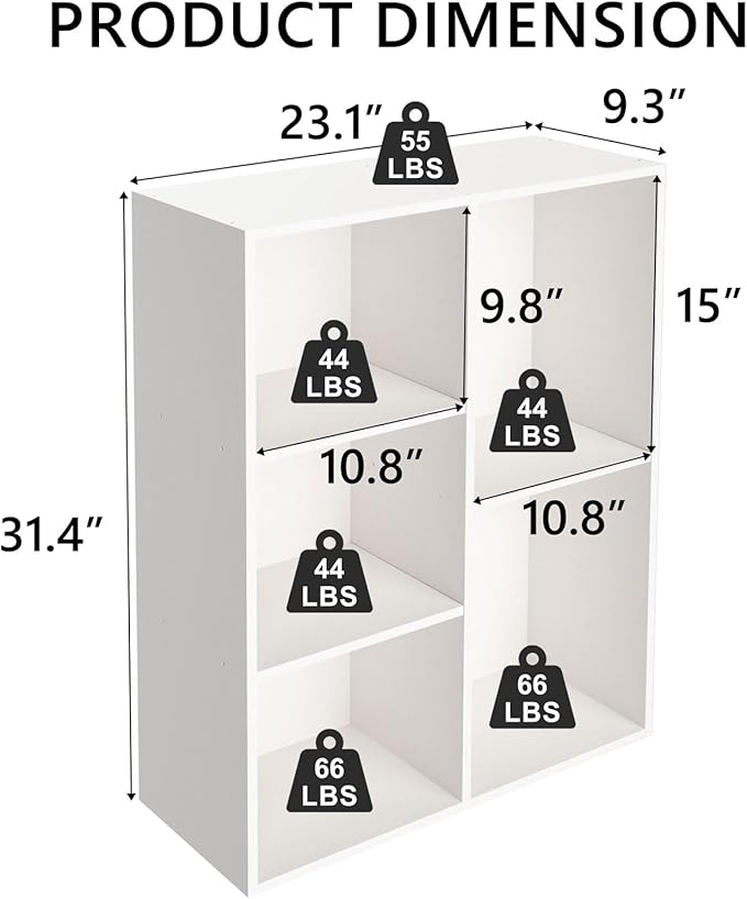 Cube Storage Organizer,Closet Organizers and Storage,Cube Reversible Bookshelf,Storage Shelf for Living Room,Home Office,Dining Room(White, 5-Cube)