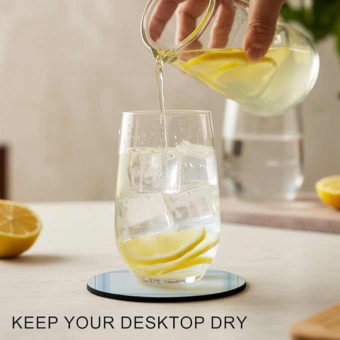 Light Blue Grid Coasters Set of 4 Absorbent Coasters - Image 2