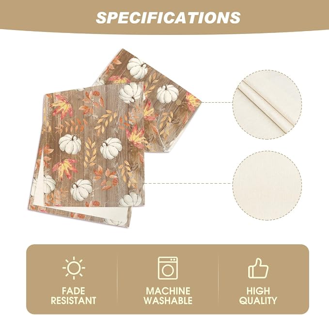 Artoid Mode 210 GSM Fall Table Runner 13x108 Inch Home Party Decor | Pumpkins - Image 5