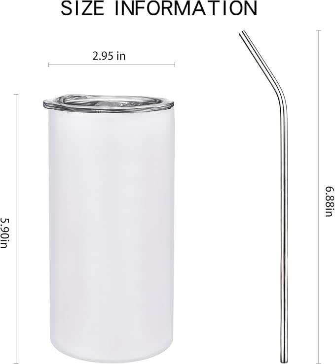 JYLJINGYULI 4 Pack 12 oz Sublimation Tumblers Blanks, 12oz Sublimation Tumbler Cups Blank Bulk, Straight Skinny Insulated Cup Stainless Steel Water Bottle with Lid and Straw for Craft DIY