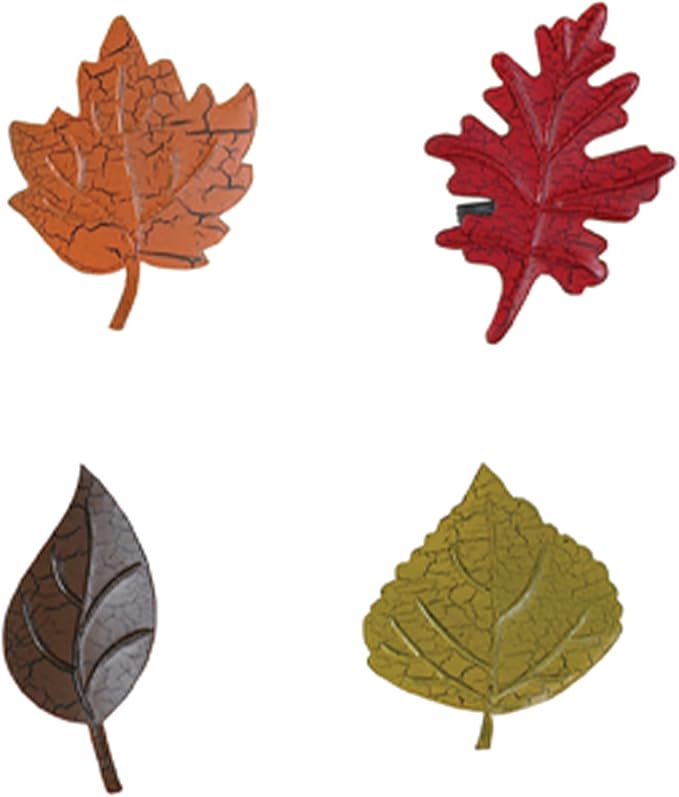 Park Designs Leaf Napkin Ring Set of 4 | Autumn Metal Napkin Holders with Crackled Finish | Vibrant Fall Colors of Orange, Red, Brown & Green | Rustic Farmhouse Thanksgiving Table Decor