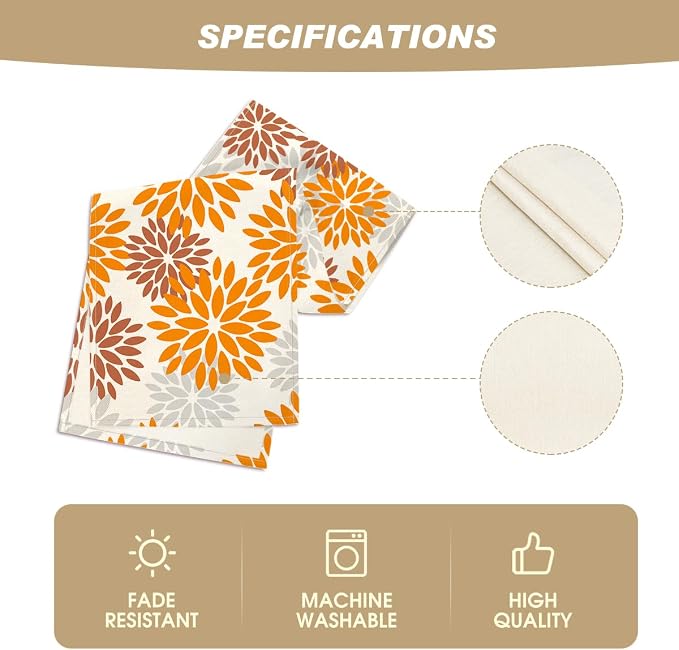 Artoid Mode Orange Dahlia Fall Table Runner 13x90 Inch | Seasonal Autumn - Image 5
