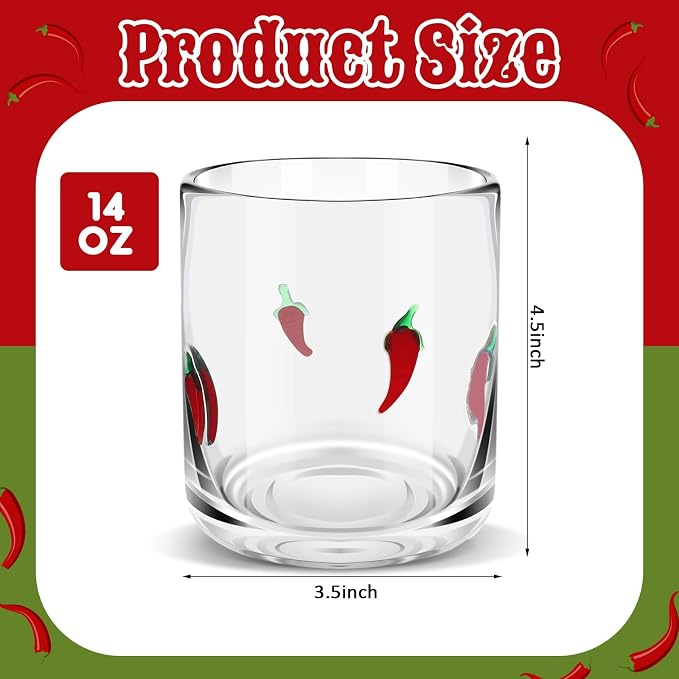 SiliFine 2 PCS Chili Icon Juice Glasses - 14oz Red Chili Stemless Wine Drinking - Image 3