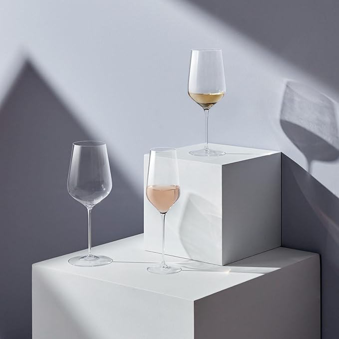 NUDE Red Wine Glass, Stem Zero Trio – Crystal Long Stem Wine Glass for Medium to Full Bodied Red Wines, Generous Bowl with Tapered Sides, Lead-Free, Dishwasher Safe, 17.25 oz