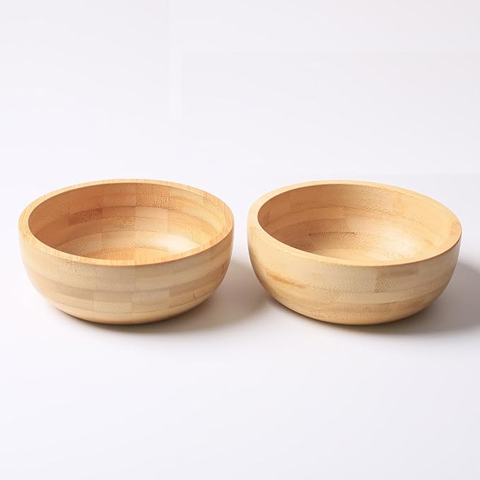 Soup Bowls Set of 2 for Dessert/Cereal/Pasta/Fruit | Natural Bamboo Serving Bowls for Nuts/Candy/Snacks/Pistachio | Charcuterie Accessories for Dipping/Condiments/Sauce | 15.21 oz Capacity