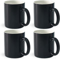 12 oz Cup Plain Gloss Black Ceramic Coffee Mug Set of 4 by Momugs