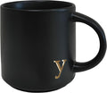 COLLECTIVE HOME Black Ceramic Coffee Mug, 15 oz Golden Monogram Tea Cup | by COLLECTIVEHOME