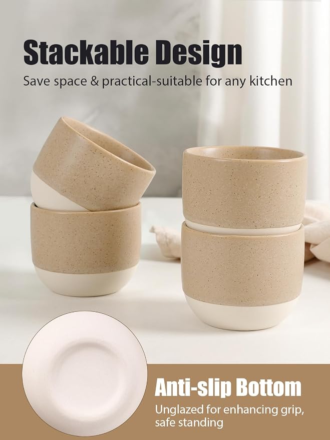 INGOFIN Ceramic Espresso Cup Set of 4-4.2 oz Espresso Cup - Image 4