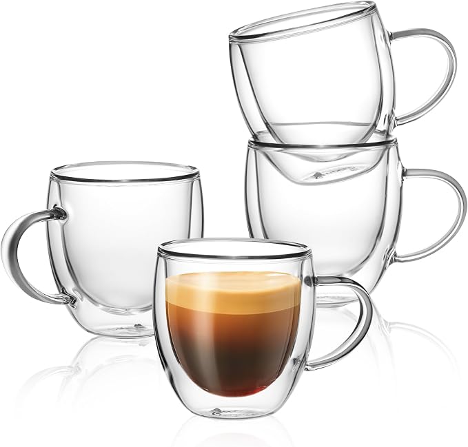 Sweese 5oz Double Wall Glass Espresso Cups Set of 4 by Sweese
