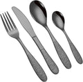 Black Rose Floral Embossed Silverware Set, Mirror Polished Unique Pattern by Unknown