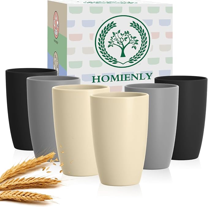 Homienly Premium Wheat Straw Cups, 20oz Lightweight and Unbreakable Drinking by HOMIENLY