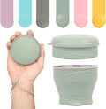 Collapsible Travel Cup with Lid - 6oz Mini Silicone Folding Cup with Stainless by zhuzhiloono