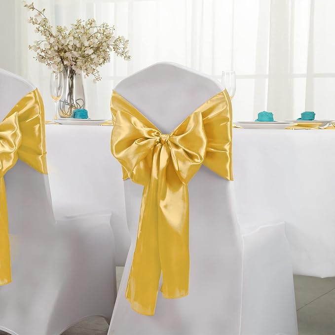 Horbaunal 24 Pack Yellow Gold Satin Table Runner 12 x 108 Inch | Smooth Table - Image 3