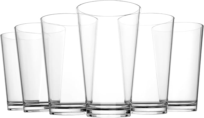 Clear Plastic Reusable Drinking Glasses set 6, 18oz Iced Tea Cups | BPA Free by WEXINHAO