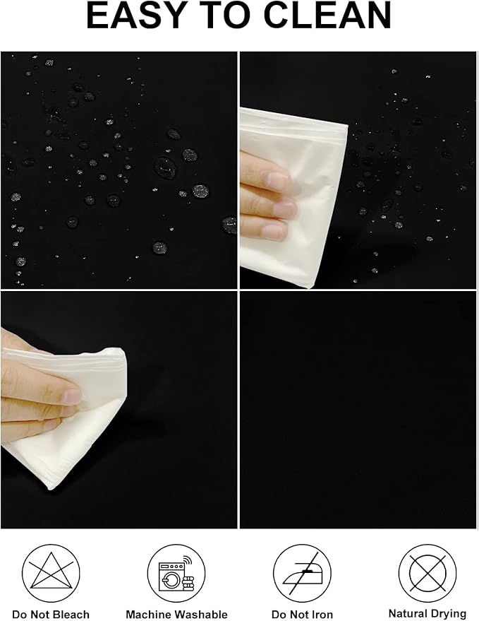 Fokitut 12 Pack Waterproof Round Tablecloth, 120 Inch, Stain Resistant and Wrinkle Polyester Table Cloth, Fabric Table Cover for Kitchen Dining, Wedding, Party, Holiday Dinner-Black