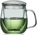 Glass Tea Cup with Infuser and Lid, 17.6oz/520ml Large Borosilicate Teacup by DOPUDO