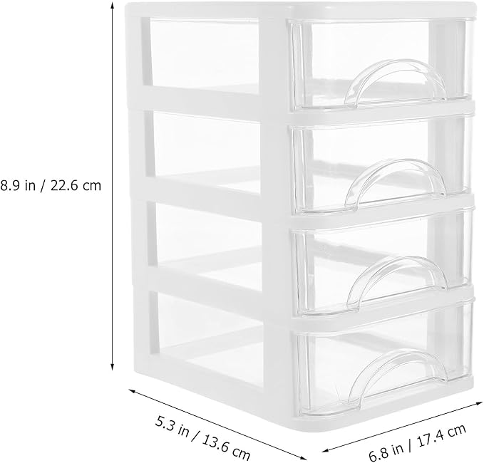VILLCASE Type Tabletop Organizer with Transparent Dustproof Design White Storage Box for Stationery Cosmetics and Supplies Space-saving Desktop Storage for Office and Study Rooms