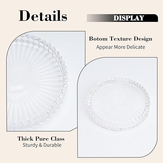 Glass Coasters Set of 4 for Drinks, Round Modern Set with Raised Edge Lip, Decorative & Aesthetic for Dining Table, Living Room, Office Desk
