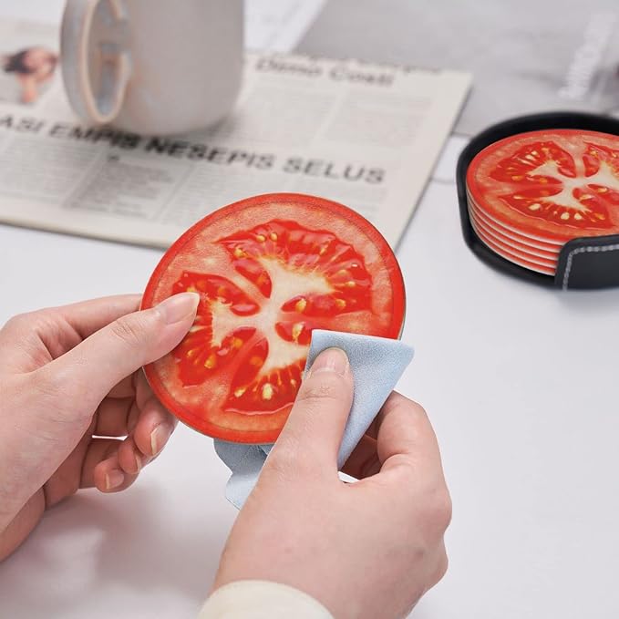 6 Pack Tomato Slice Coaster for Drinks - Image 6