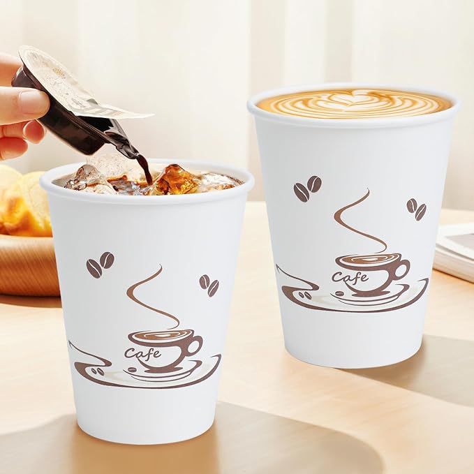 Lamosi 500 Pack 12 oz Coffee Cups, Disposable Paper Cups | Hot/Cold Beverage - Image 2