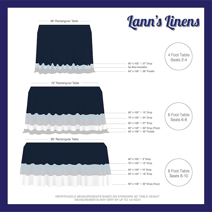 Lann's Linens 70 x 120 Inch Rectangular Tablecloth, Washable Polyester Fabric Table Cloth for Dining Tables, Parties, Restaurant, Weddings - Dark Gray