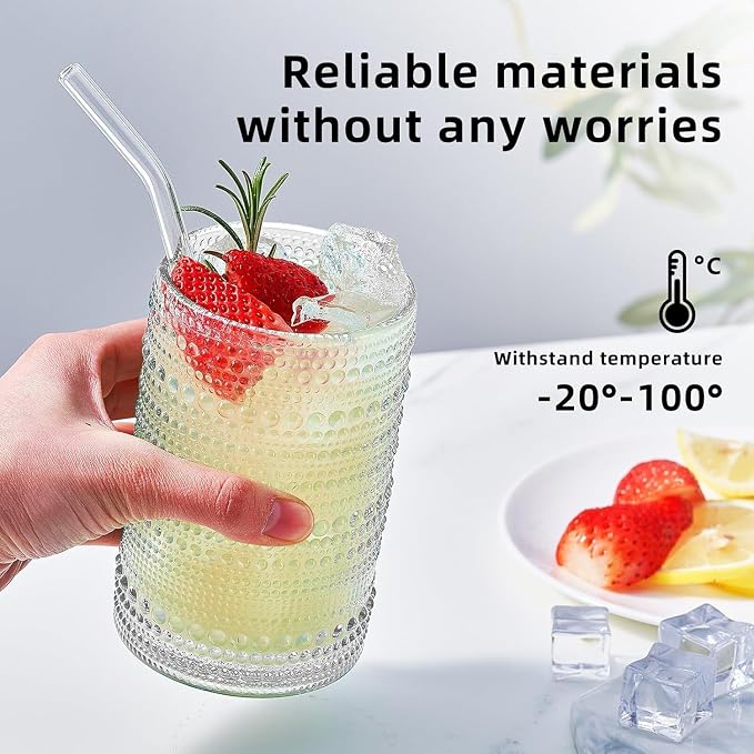 15 oz Clear Hobnail Drinking Glasses - Image 4