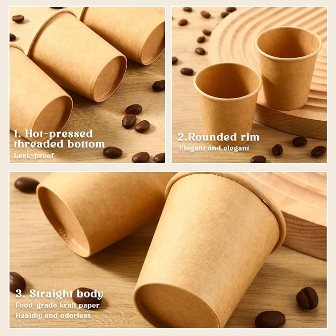 100 Pack 3oz Mini Coffee Cups Disposable Paper Cups Hot or Cold Beverage Cup - Image 3
