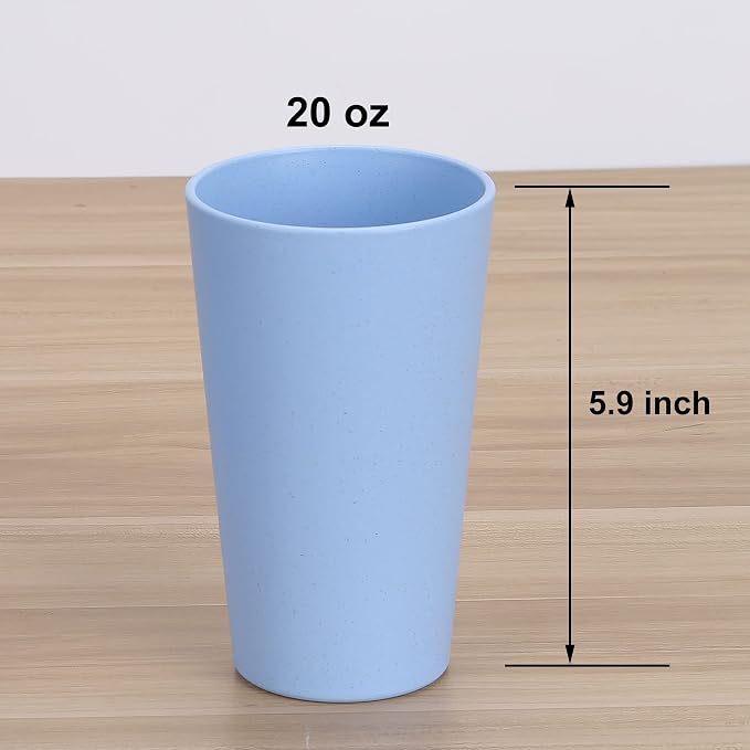 Wheat Straw Unbreakable Cup | 20 oz Reusable Water Drinking Glasses Sets of 6 | - Image 2