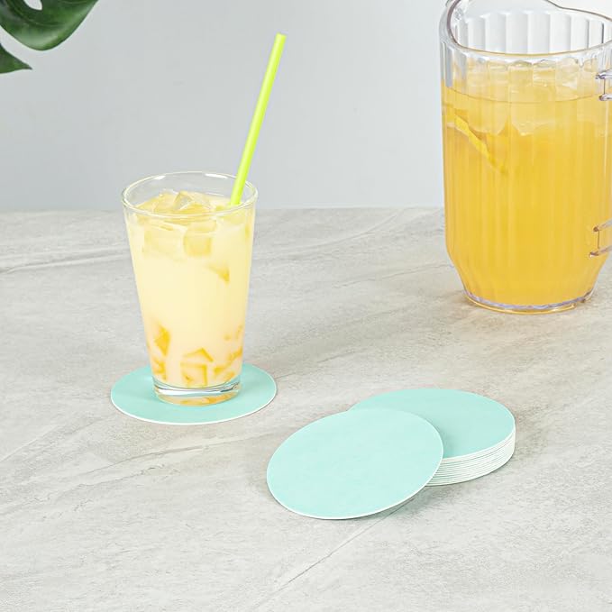 Restaurantware Paper Coasters 1000 Pack of 4 Inch Disposable Beverage Coasters Absorbent for Hot and Cold Drinks Turquoise Coffee Cup Essentials for Table Decor, Kitchen, Home or Living Room