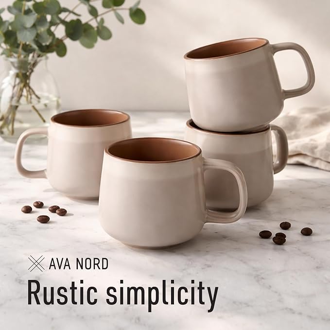 Ava Nord Small Stoneware Ceramic Coffee Mugs Set of 4-6 oz - Image 7