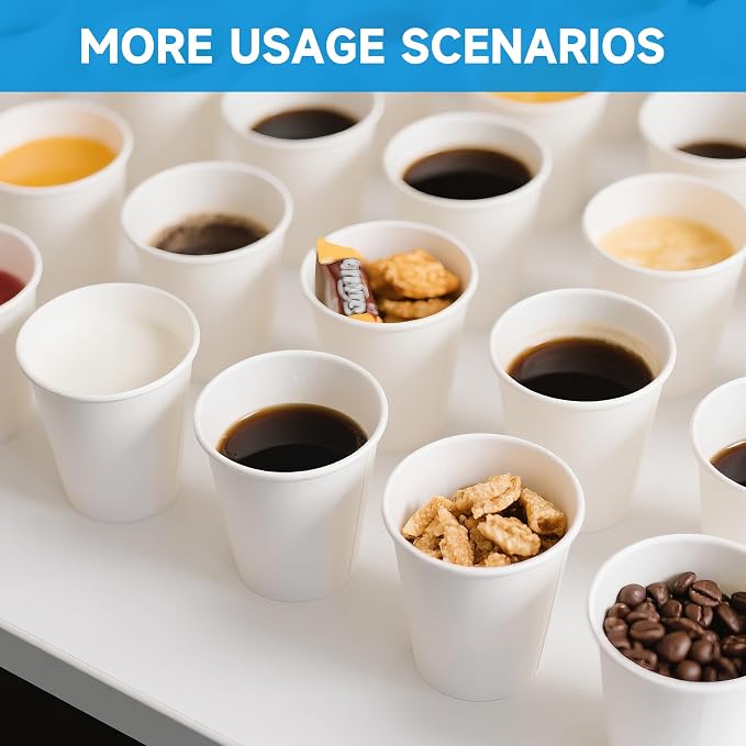 RACETOP 8 oz 500 Pack Disposable Paper Coffee Cups, Disposable Paper Cups - Image 4