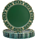 Green Charger Plates Set of 6, Decorative Table Plastic Chargers for Dinner Plates, Party, Wedding, Thanksgiving, Christmas, FD1GR