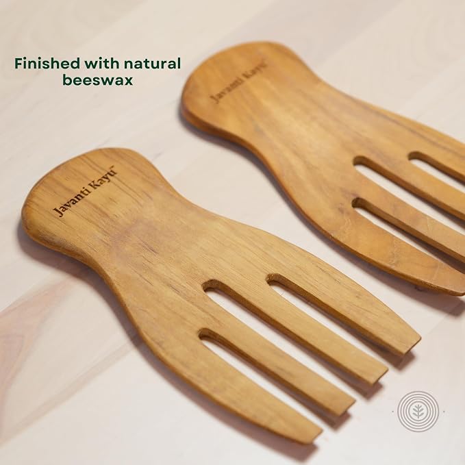Teak Wooden Salad Hands – Premium Handmade Salad Servers & Stirrers – Solid - Image 5