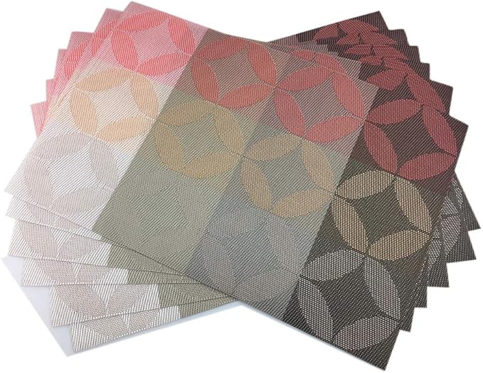 Gugrida Heat-Resistant & Stain Resistant Anti-Skid Woven Vinyl Table Mats - Non-Slip Kitchen Table Mat Set of 6-30x45 cm (Green)