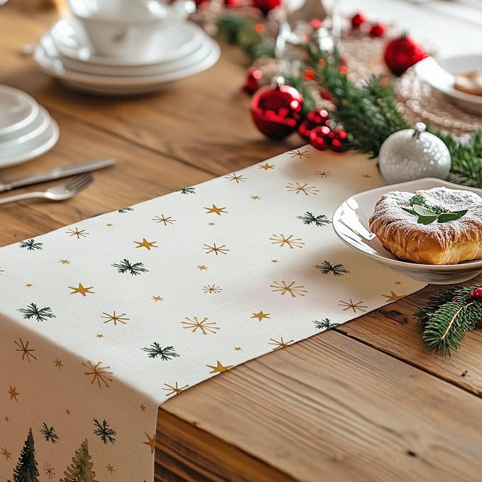Christmas Table Runner 13x48 Inch, Xmas Tees Snowflakes Holiday Decorative - Image 3