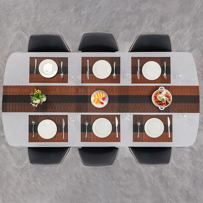 Table Runner 88 Inches Long, Vinyl Woven Farmhouse Table Runners | Washable - Image 8