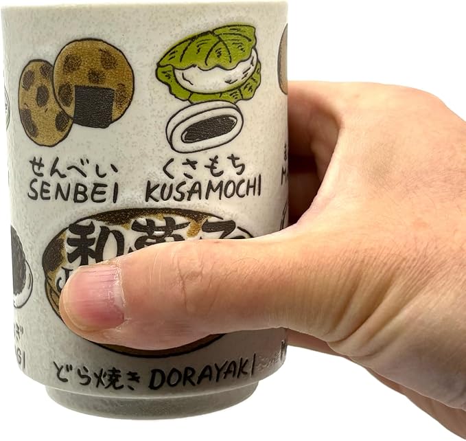 野口熊太郎茶園 Japanese Tea Cup, Sushi Yunomi, 9.1Fl oz, Mino Ware, Printed Wagashi - Image 4