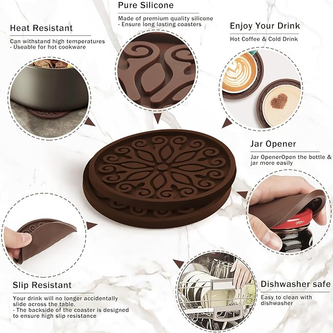 Silicone Coasters for Drinks, Resistant Reusable Drink Coasters-Great Gift for - Image 6