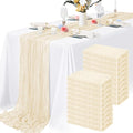 8 Pack Ivory Cheesecloth Table Runner 10FT Long Boho Gauze Fabric Table Runner by Lamshionow