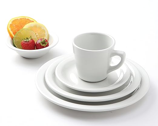 Tuxton China CLA-104 Plate, 10-1/2" Diameter, Round, Narrow Rim, Microwave and Dishwasher Safe, Oven Proof, Fully Vitrified, Colorado, Porcelain White, Round Plates, Pack of 12