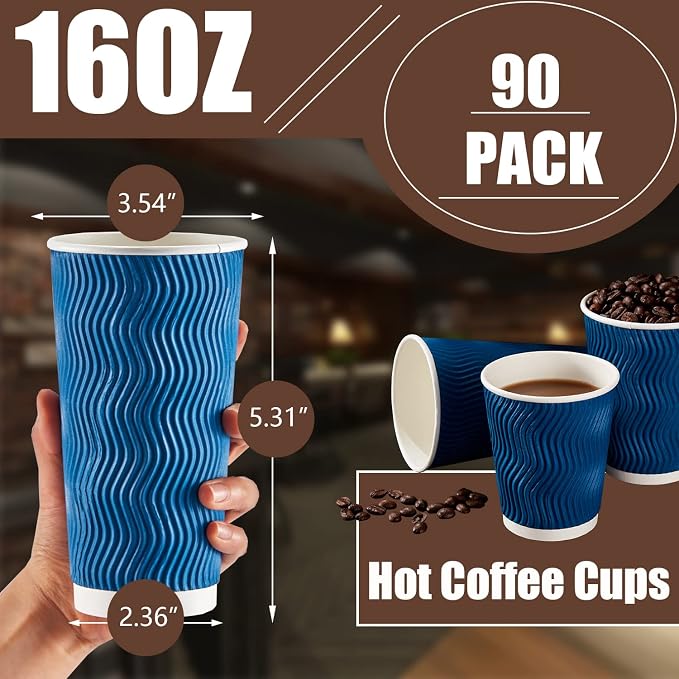 Lamosi 3 Pack 16oz Ripple Insulated Disposable Cups - Image 2