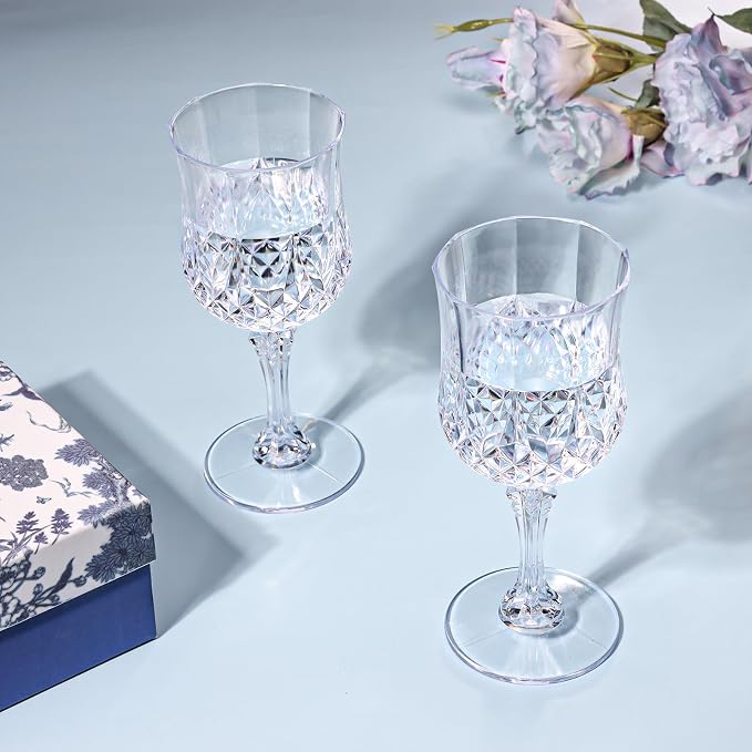 XUWAIDSGN 48 Pcs 7oz Plastic Vintage Wine Glasses Drinking Glasses Unbreakable - Image 5