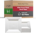 Smarty Had A Party 120 Elegant Disposable Plastic Dinnerware, 10.25" Heavy Duty Fancy Square White Plates for Parties and Events, Durable Supplies for All Occasions