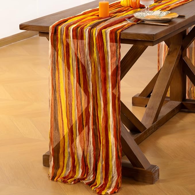 Cheesecloth Table Runner Summer Boho Wedding Shower Party Home Decor | Fall - Image 3